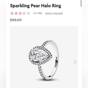 GOLD Pandora sparkling pear halo ring